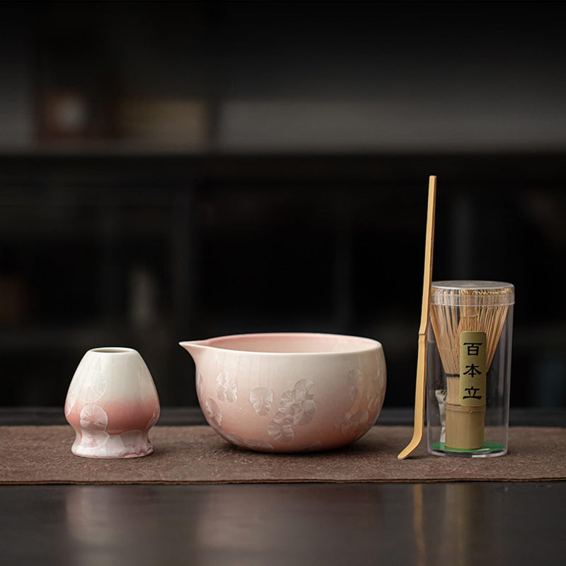 JIKANNOYA 抹茶 セット matcha set 茶道具 4点セット陶器 抹茶茶碗 bowl 茶杓 茶杓立て 茶せん 百本立 whisk 茶筅立て くせ直し 綿茶巾 抹茶篩 お手入れも簡単 初心者 自宅用 ceremony 母の日 父の日 誕生日 贈り物 gift おしゃれ cute 高級 CJ135