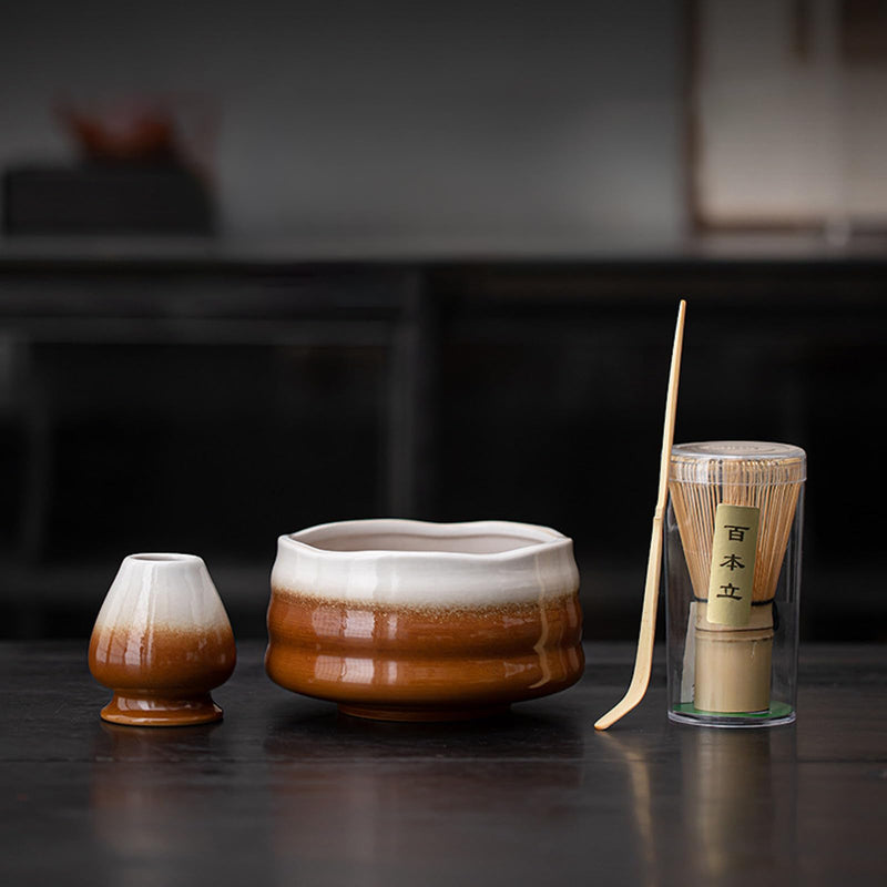 JIKANNOYA 抹茶セット お点前セット 茶道具 セット 4点セット 茶杓 茶筅 茶せん 百本立 茶筅立て くせ直し 初心者 お手入れも簡単 母の日 父の日 誕生日 贈り物 AQCJ43