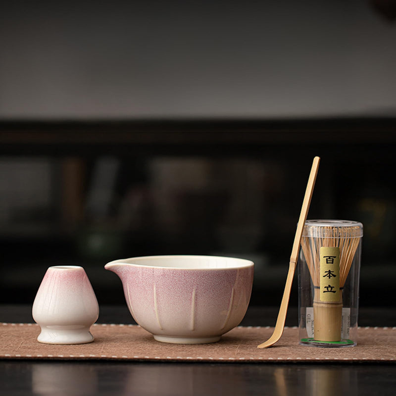 JIKANNOYA 抹茶セット 茶道具 初心者 自宅用 お点前セット matcha set 茶道 茶器 茶杓 茶筅 茶せん 百本立 茶筅立て くせ直し 抹茶篩 綿茶巾 陶器茶杓立て お手入れも簡単 持ち運び アウトドア 母の日 父の日 誕生日 贈り物 人気 おしゃれ 4点セット AQCJ72