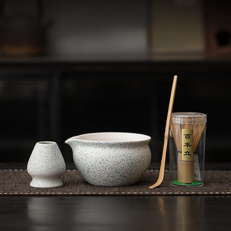 JIKANNOYA 抹茶セット 抹茶 セット 自宅用 茶道具 初心者 お点前セット 抹茶 陶器 抹茶茶碗 茶杓 茶杓立て 茶せん 百本立 茶筅立て くせ直し 綿茶巾 抹茶篩 茶道セット matcha set for beginners お手入れも簡単 母の日 父の日 誕生日 贈り物 おしゃれ 550ml AQCJ88