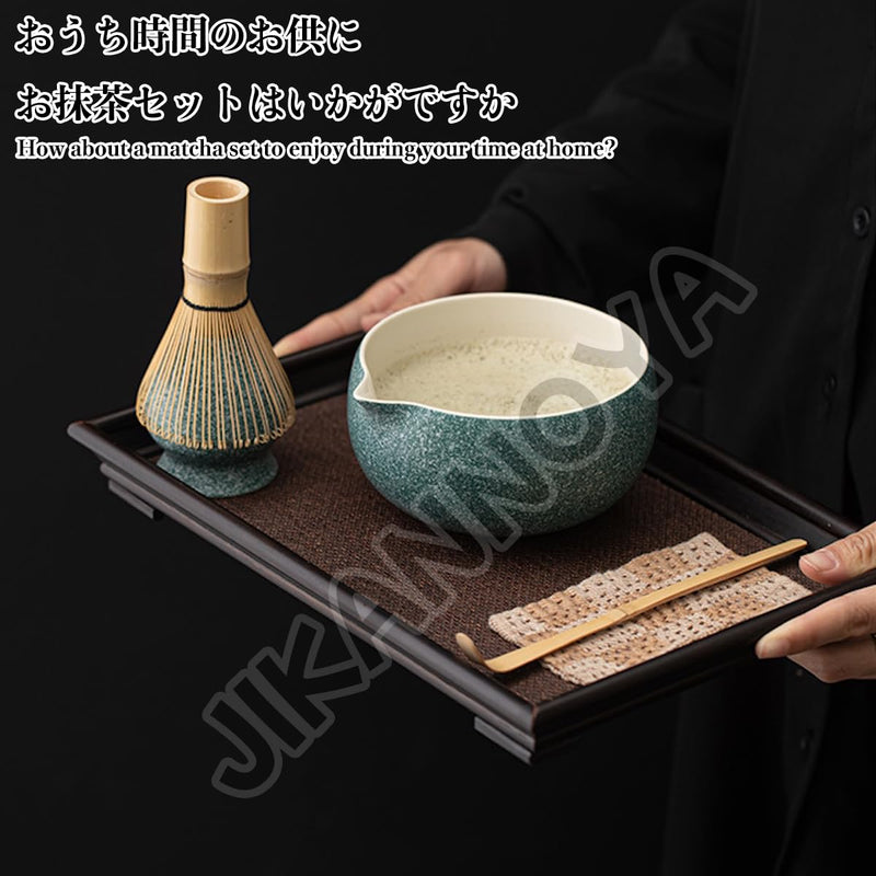 JIKANNOYA 抹茶セット 抹茶 セット 自宅用 茶道具 初心者 お点前セット 抹茶 陶器 抹茶茶碗 茶杓 茶杓立て 茶せん 百本立 茶筅立て くせ直し 綿茶巾 抹茶篩 茶道セット matcha set for beginners お手入れも簡単 母の日 父の日 誕生日 贈り物 おしゃれ 550ml AQCJ86