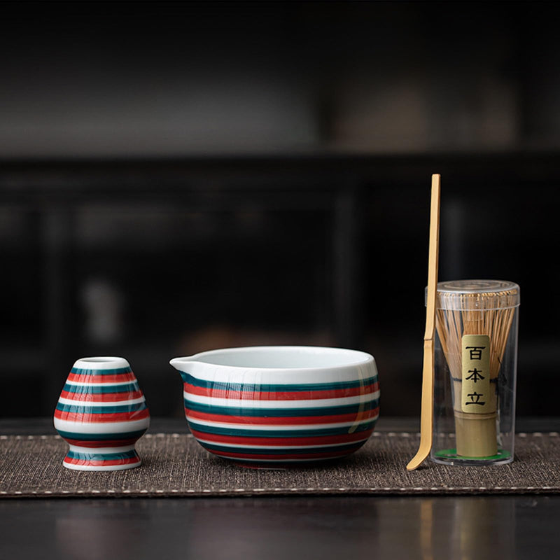 JIKANNOYA 抹茶 セット matcha set 茶道具 4点セット陶器 抹茶茶碗 bowl 茶杓 茶せん 百本立 whisk 茶筅立て くせ直し お手入れも簡単 初心者 自宅用 ceremony 母の日 父の日 誕生日 贈り物 gift おしゃれ cute 高級 おうち時間グッズ CJ166