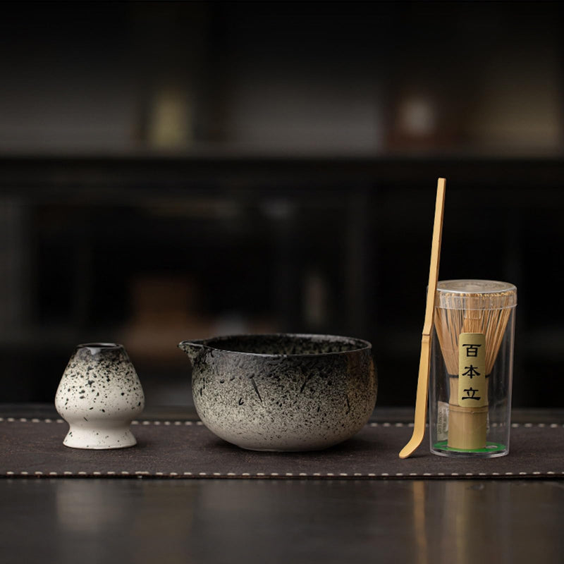 JIKANNOYA 抹茶 セット matcha set 初心者 茶道具 4点セット 陶器 抹茶茶碗 bowl 茶杓 茶せん 百本立 whisk 茶筅立て くせ直し お手入れも簡単 自宅用 ceremony 母の日 父の日 誕生日 贈り物 gift おしゃれ cute 高級 おうち時間グッズ CJ181