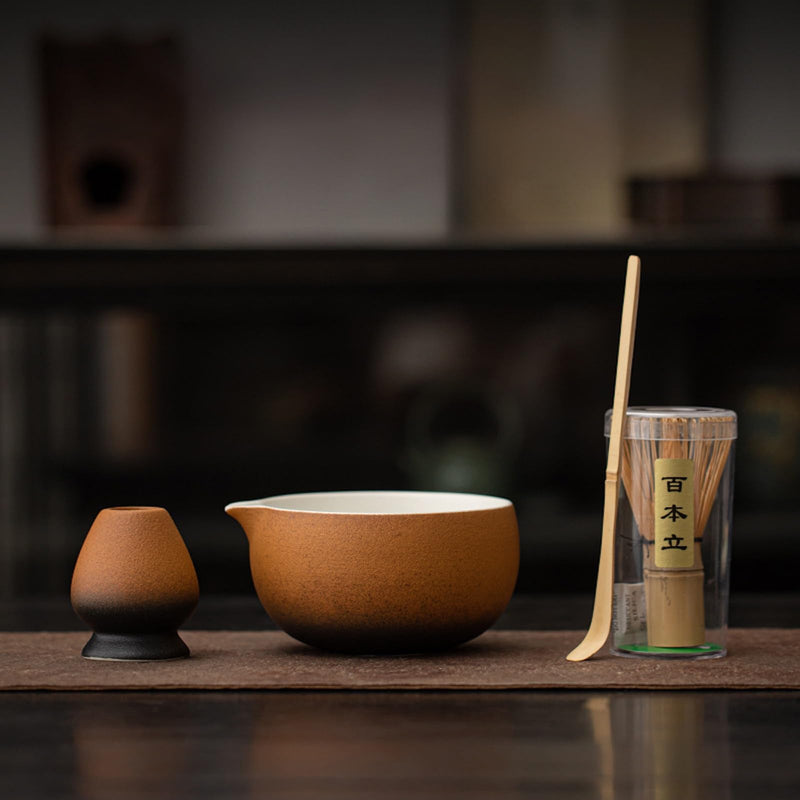JIKANNOYA 抹茶 セット 抹茶セット 自宅用 茶道具 初心者 お点前セット 抹茶 陶器 抹茶茶碗 茶杓 茶杓立て 茶せん 百本立 茶筅立て くせ直し 綿茶巾 抹茶篩 茶道セット matcha set for beginners お手入れも簡単 母の日 父の日 誕生日 贈り物セット おしゃれ 550ml AQCJ79