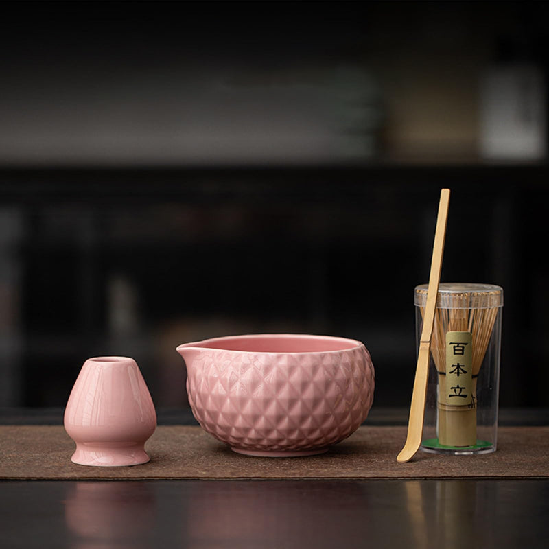 JIKANNOYA 抹茶 セット matcha set 茶道具 4点セット陶器 抹茶茶碗 bowl 茶杓 茶杓立て 茶せん 百本立 whisk 茶筅立て くせ直し 綿茶巾 抹茶篩 お手入れも簡単 初心者 自宅用 ceremony 母の日 父の日 誕生日 贈り物 gift おしゃれ cute 高級 CJ139