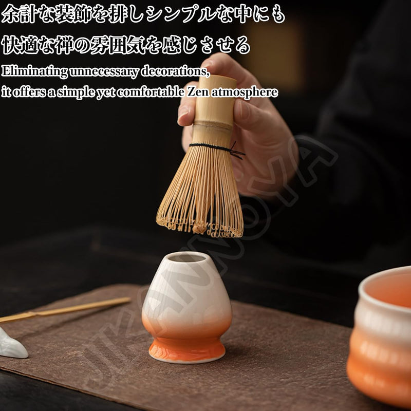 JIKANNOYA 抹茶 セット 抹茶セット 自宅用 茶道具 初心者 お点前セット 抹茶 陶器 抹茶茶碗 茶杓 茶杓立て 茶せん 百本立 茶筅立て くせ直し 綿茶巾 抹茶篩 茶道セット matcha set for beginners お手入れも簡単 母の日 父の日 誕生日 贈り物セット おしゃれ 450ml AQCJ76