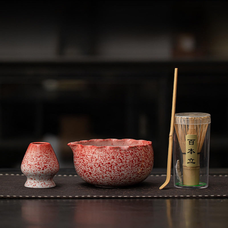 JIKANNOYA 抹茶 セット matcha set 初心者 茶道具 4点セット 陶器 抹茶茶碗 bowl 茶杓 茶せん 百本立 whisk 茶筅立て くせ直し お手入れも簡単 自宅用 ceremony 母の日 父の日 誕生日 贈り物 gift おしゃれ cute 高級 おうち時間グッズ CJ183