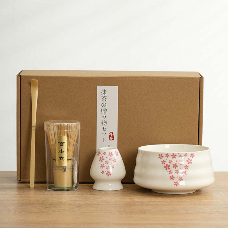 JIKANNOYA 抹茶セット お点前セット 茶道具 セット 4点セット 茶杓 茶筅 茶せん 百本立 茶筅立て くせ直し 初心者 お手入れも簡単 母の日 父の日 誕生日 贈り物 500ml