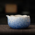 抹茶茶碗(花口_ジュエルブルー)