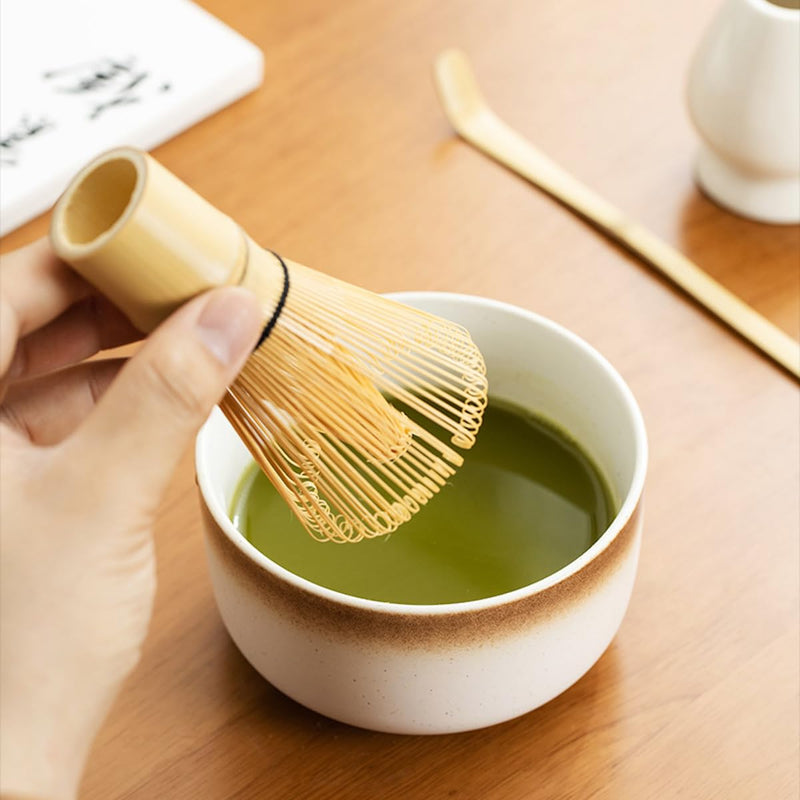 JIKANNOYA 抹茶セット 初心者 お点前セット 茶道具 セット 4点セット 陶器 抹茶碗 茶杓 茶筅 茶せん 百本立 茶筅立て くせ直し お手入れも簡単 母の日 父の日 誕生日 贈り物 330ml AQCJ31