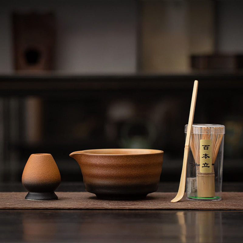 JIKANNOYA 抹茶 セット 抹茶セット 自宅用 茶道具 初心者 お点前セット 抹茶 陶器 抹茶茶碗 茶杓 茶杓立て 茶せん 百本立 茶筅立て くせ直し 綿茶巾 抹茶篩 茶道セット matcha set for beginners お手入れも簡単 母の日 父の日 誕生日 贈り物セット おしゃれ 550ml AQCJ79