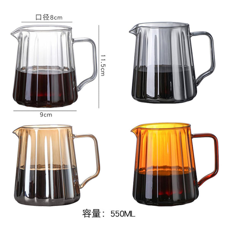 JIKANNOYA コーヒードリッパー ハンドドリップセット コーヒーサーバー 割れない 高ホウ素シリカガラス材料 耐熱ガラス 直火対応 耐寒性 ドリッパー 電子レンジ·食洗機対応 コーヒー用品 洗いやすい 多用途 家用 喫茶店 1~4杯用 550ml
