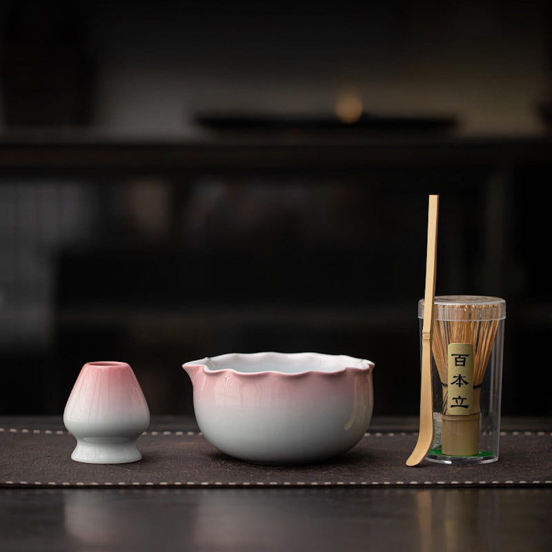 JIKANNOYA 抹茶 セット matcha set 初心者 茶道具 4点セット 陶器 抹茶茶碗 bowl 茶杓 茶せん 百本立 whisk 茶筅立て くせ直し お手入れも簡単 自宅用 ceremony 母の日 父の日 誕生日 贈り物 gift おしゃれ cute 高級 おうち時間グッズ 花 CJ191