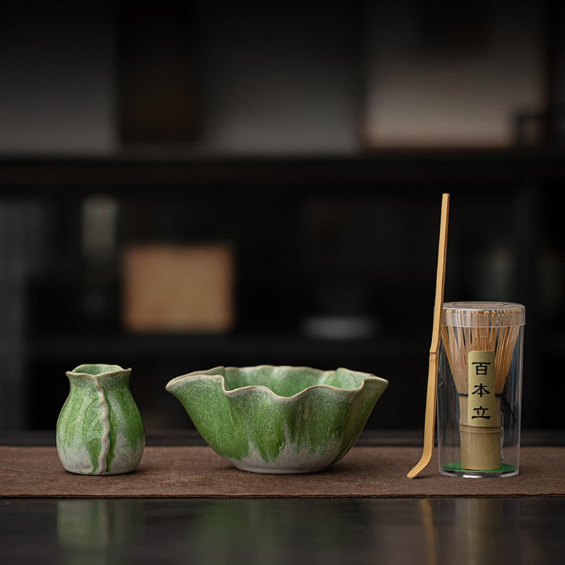 JIKANNOYA 抹茶 セット matcha set 茶道具 4点セット陶器 抹茶茶碗 bowl 茶杓 茶せん 百本立 whisk 茶筅立て くせ直し お手入れも簡単 初心者 自宅用 ceremony 母の日 父の日 誕生日 贈り物 gift おしゃれ cute 高級 おうち時間グッズ CJ154