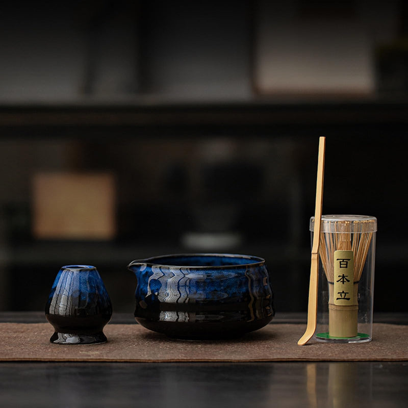 JIKANNOYA 抹茶 セット matcha set 茶道具 4点セット 抹茶茶碗 bowl 茶杓 茶せん 百本立 whisk 茶筅立て くせ直し お手入れも簡単 初心者 自宅用 ceremony 母の日 父の日 誕生日 贈り物 gift 持ち運び おしゃれ cute 高級 おうち時間グッズ CJ173