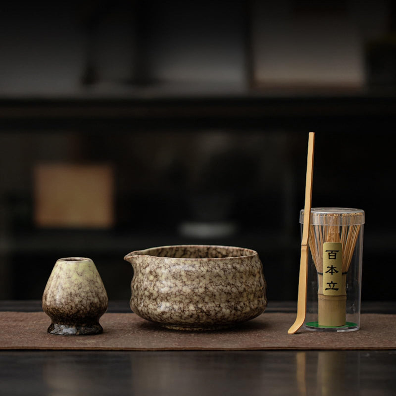 JIKANNOYA 抹茶 セット matcha set 茶道具 4点セット 抹茶茶碗 bowl 茶杓 茶せん 百本立 whisk 茶筅立て くせ直し お手入れも簡単 初心者 自宅用 ceremony 母の日 父の日 誕生日 贈り物 gift 持ち運び おしゃれ cute 高級 おうち時間グッズ CJ173