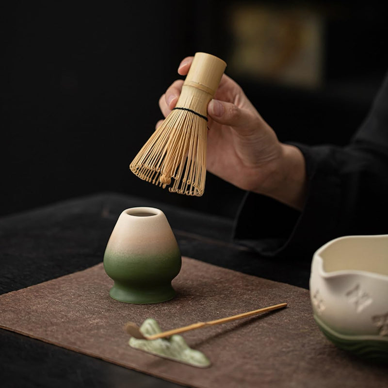 JIKANNOYA 抹茶 セット matcha set 茶道具 4点セット陶器 抹茶茶碗 bowl 茶杓 茶杓立て 茶せん 百本立 whisk 茶筅立て くせ直し 綿茶巾 抹茶篩 お手入れも簡単 初心者 自宅用 ceremony 母の日 父の日 誕生日 贈り物 gift おしゃれ cute 高級 CJ137