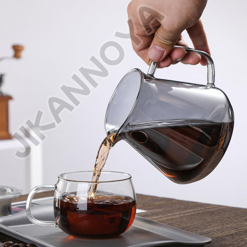 JIKANNOYA コーヒードリッパー ハンドドリップセット コーヒーサーバー 割れない 高ホウ素シリカガラス材料 耐熱ガラス 直火対応 耐寒性 クルミ材 ドリッパー ダイヤモンド 電子レンジ·食洗機対応 コーヒー用品 目盛り付き 洗いやすい 多用途 家用 喫茶店 1~4杯用 AQKF23