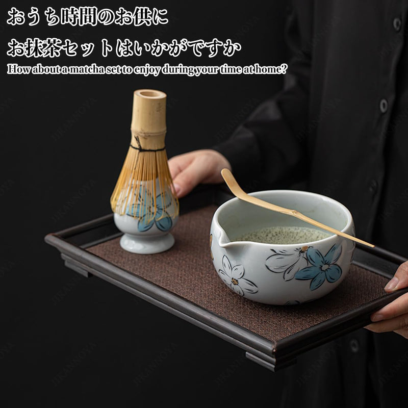 JIKANNOYA 抹茶セット 茶道具 初心者 お点前セット 7点セット 茶杓 茶筅 茶せん 百本立 茶筅立て くせ直し 抹茶篩 綿茶巾 陶器茶杓立て お手入れも簡単 母の日 父の日 誕生日 贈り物 AQCJ34