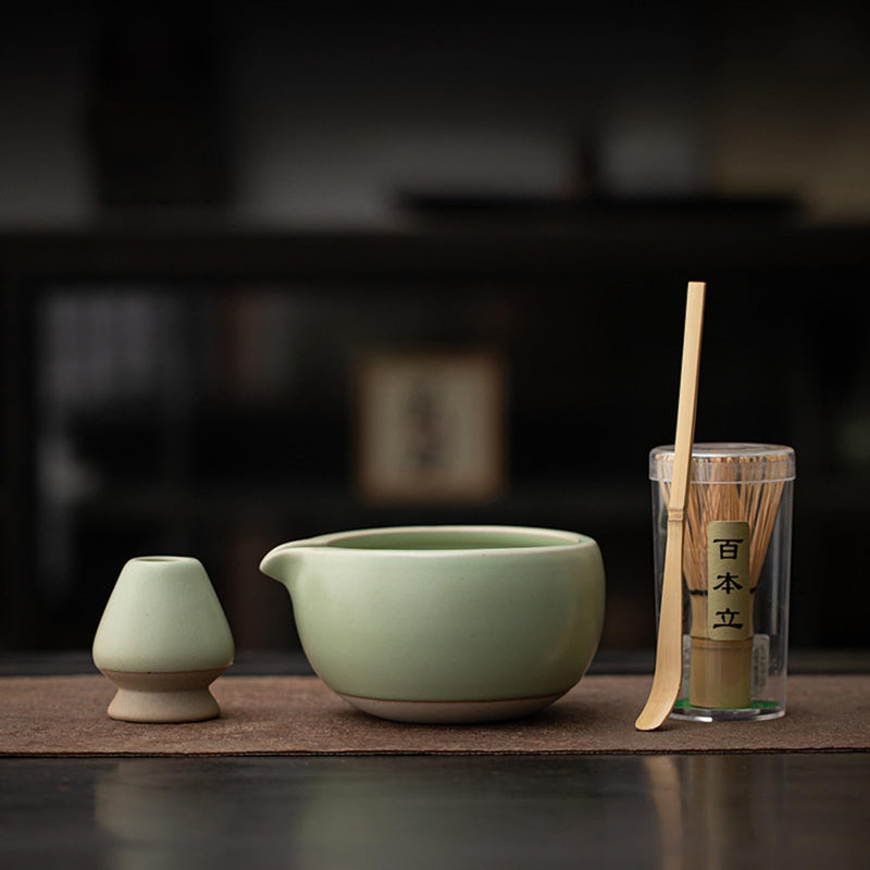 JIKANNOYA 抹茶 セット matcha set 初心者 茶道具 4点セット 陶器 抹茶茶碗 bowl 茶杓 茶せん 百本立 whisk 茶筅立て くせ直し お手入れも簡単 自宅用 ceremony 母の日 父の日 誕生日 贈り物 gift おしゃれ cute 高級 おうち時間グッズ CJ189