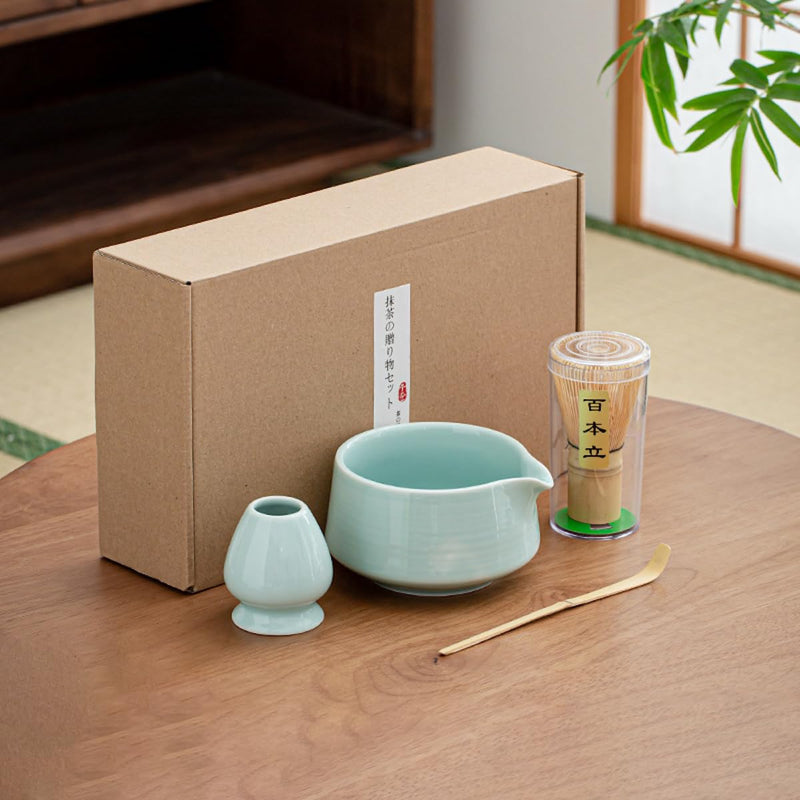 JIKANNOYA 抹茶セット お点前セット 茶道具 セット 4点セット 茶杓 茶筅 茶せん 百本立 茶筅立て くせ直し 初心者 お手入れも簡単 母の日 父の日 誕生日 贈り物 AQCJ44