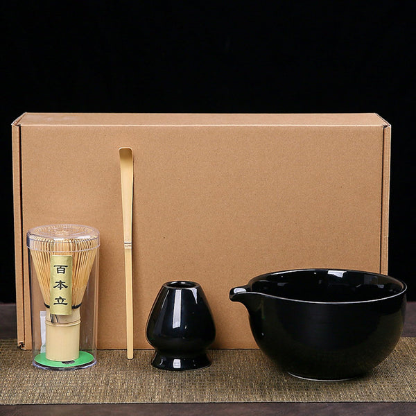 JIKANNOYA 茶道具 セット 抹茶セット お点前セット 4点セット 茶筅 茶せん 百本立 茶筅立て くせ直し 茶杓 初心者 抹茶スターター おうち時間グッズ お手入れも簡単 母の日 父の日 誕生日 贈り物