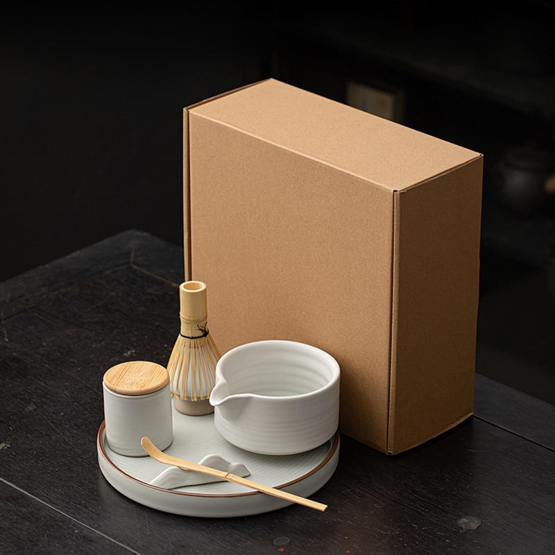 JIKANNOYA 茶道具 セット 抹茶セット お点前セット 7点セット 茶筅 茶せん 百本立 茶筅立て くせ直し 茶杓 陶器茶杓立て 茶筒 陶器トレイ付き 初心者 高級感 抹茶スターター おうち時間グッズ お手入れも簡単 母の日 父の日 誕生日 贈り物 CJ128