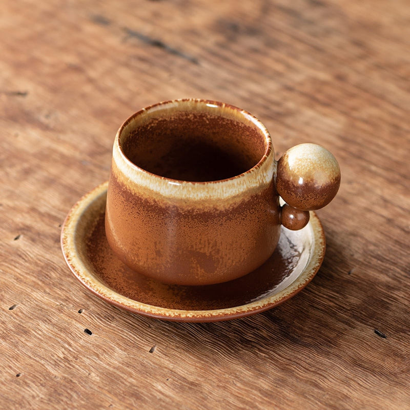 JIKANNOYA コーヒーカップ 陶器 ソーサー セット セラミック カップアンドソーサー ティーカップ 電子レンジ 食洗機対応 コーヒー 珈琲 お茶 ティー 高級 レトロ おしゃれ ソーサー付き 自宅用 カフェ食器 喫茶店 業務用 結婚祝い ギフト KFB10