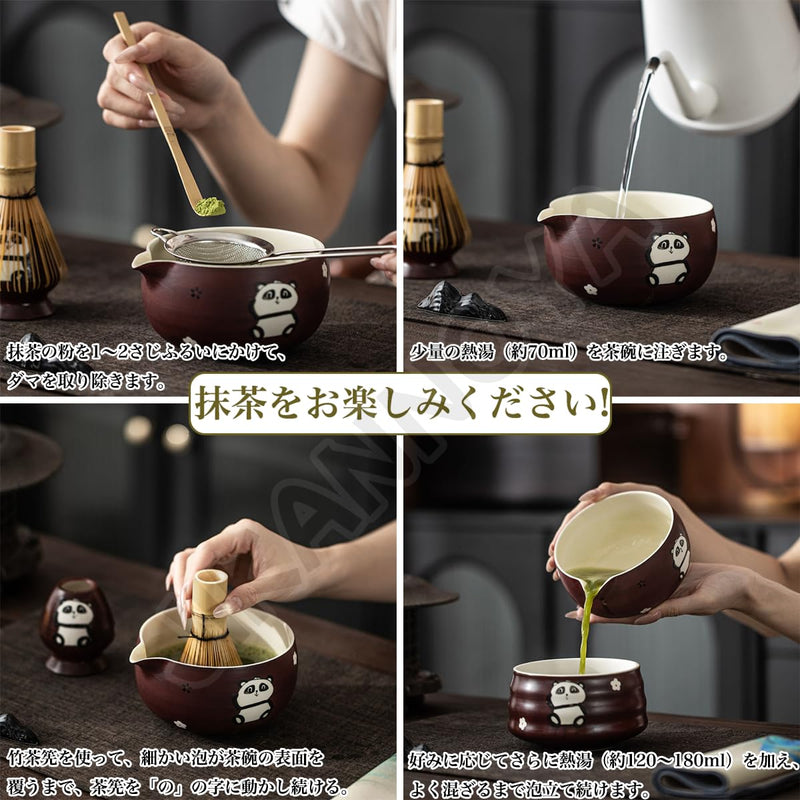 JIKANNOYA 抹茶セット 抹茶 セット 自宅用 茶道具 初心者 お点前セット 抹茶 陶器 抹茶茶碗 注ぎ口付き 茶杓 茶杓立て 茶せん 百本立 茶筅立て くせ直し 綿茶巾 抹茶篩 茶道セット matcha set for beginners お手入れも簡単 母の日 父の日 誕生日 贈り物 おしゃれ 500ml AQCJ123