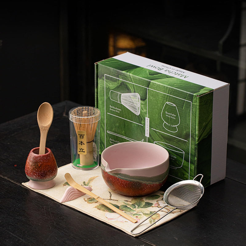 JIKANNOYA 抹茶セット 抹茶 セット 自宅用 茶道具 初心者 お点前セット 抹茶 陶器 抹茶茶碗 茶杓 茶杓立て 茶せん 百本立 茶筅立て くせ直し 綿茶巾 抹茶篩 茶道セット matcha set for beginners お手入れも簡単 母の日 父の日 誕生日 贈り物 おしゃれ CJ208