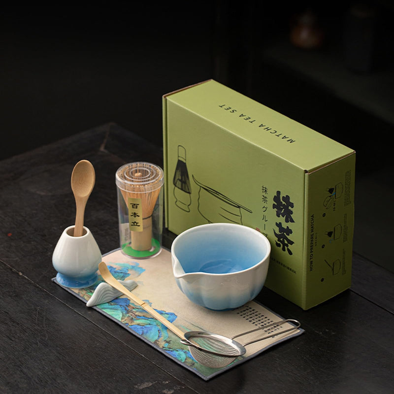 JIKANNOYA 抹茶セット 抹茶 セット 自宅用 茶道具 初心者 お点前セット 抹茶 陶器 抹茶茶碗 茶杓 茶杓立て 茶せん 百本立 茶筅立て くせ直し 綿茶巾 抹茶篩 茶道セット matcha set for beginners お手入れも簡単 母の日 父の日 誕生日 贈り物 おしゃれ CJ201