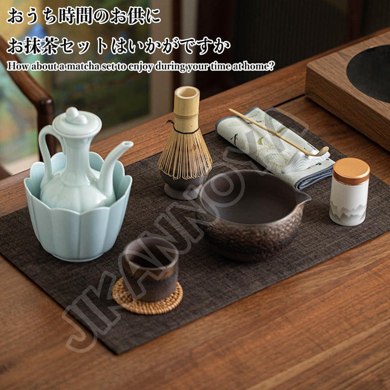 JIKANNOYA 茶道具 セット 抹茶セット お点前セット 14点セット 茶筅 茶せん 百本立 茶筅立て くせ直し 茶杓 茶壺 陶器茶杓立て 茶筒 初心者 高級感 抹茶スターター おうち時間グッズ お手入れも簡単 母の日 父の日 誕生日 贈り物 鎏金