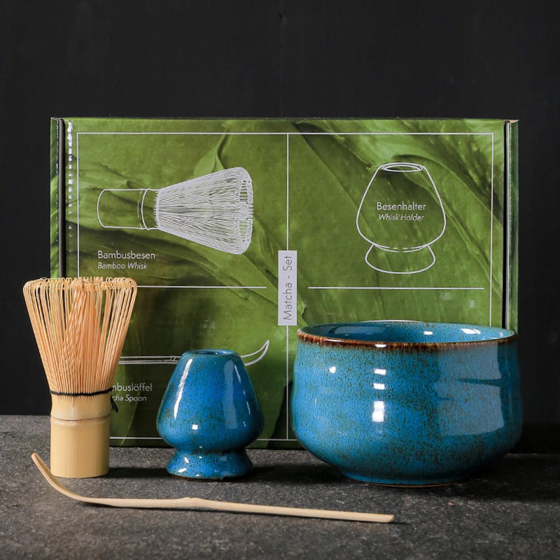 JIKANNOYA 抹茶セット お点前セット 4点セット 茶道具 セット 百本立 茶筅 茶せん 茶筅立て くせ直し 茶杓 お手入れも簡単 おうち時間 初心者さん向け 母の日 誕生日 父の日 贈り物 ホワイト グリーンボックス