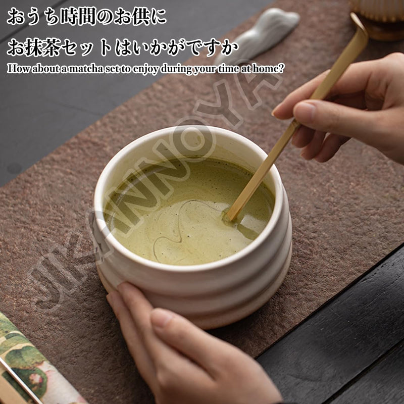 JIKANNOYA 抹茶 セット 抹茶セット 自宅用 茶道具 初心者 お点前セット 抹茶 陶器 抹茶茶碗 茶杓 茶杓立て 茶せん 百本立 茶筅立て くせ直し 綿茶巾 抹茶篩 茶道セット matcha set for beginners お手入れも簡単 母の日 父の日 誕生日 贈り物 おしゃれ AQCJ112
