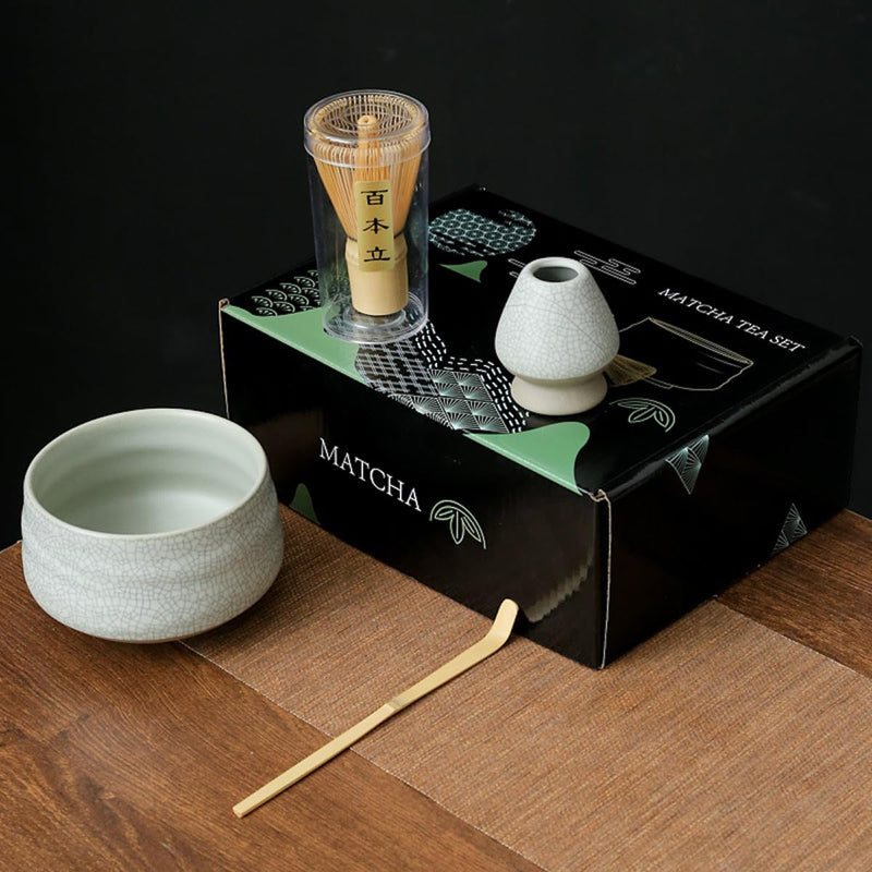 JIKANNOYA 抹茶セット お点前セット 7点セット 茶道具 セット 茶杓 茶筅 茶せん 百本立 茶筅立て くせ直し 抹茶篩 綿茶巾 陶器茶杓立て 初心者 お手入れも簡単 母の日 父の日 誕生日 贈り物 (ライトグリーン)
