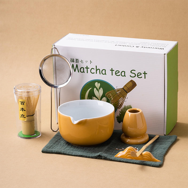 JIKANNOYA 抹茶セット 自宅用 茶道具 初心者 抹茶 セット お点前セット 陶器 抹茶 抹茶茶碗 茶杓 茶杓立て 茶せん 百本立 茶筅立て くせ直し 綿茶巾 抹茶篩 茶道セット matcha set for beginners お手入れも簡単 母の日 父の日 誕生日 贈り物セット ギフトボックス包装 AQCJ62