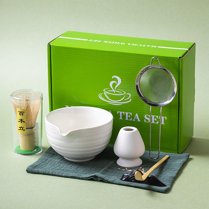 JIKANNOYA 抹茶セット 自宅用 抹茶 セット 茶道具 初心者 お点前セット 抹茶 陶器 抹茶茶碗 注ぎ口付き 茶杓 茶杓立て 茶せん 百本立 茶筅立て くせ直し 綿茶巾 抹茶篩 茶道セット matcha set for beginners お手入れも簡単 母の日 父の日 誕生日 贈り物 おしゃれ 500ml AQCJ67