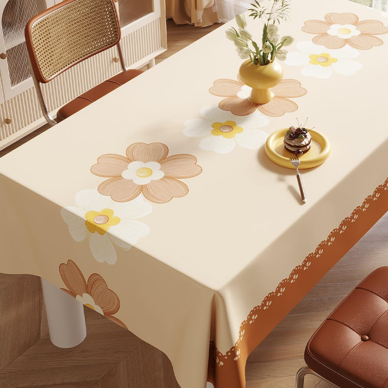 JIKANNOYA テーブルクロス 撥水 おしゃれ テーブルクロス- 長方形 花柄 北欧 テーブル table cloth for dining table 小さめ 耐熱 防水 防油 汚れ防止 水洗い不要 お手入れ簡単 高級 PU 長机用 家庭用 業務用 FSZB03
