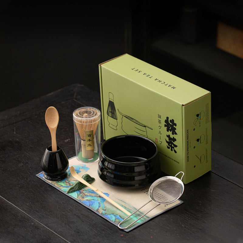 JIKANNOYA 抹茶セット 抹茶 セット 自宅用 茶道具 初心者 お点前セット 抹茶 陶器 抹茶茶碗 茶杓 茶杓立て 茶せん 百本立 茶筅立て くせ直し 綿茶巾 抹茶篩 茶道セット matcha set for beginners お手入れも簡単 母の日 父の日 誕生日 贈り物 おしゃれ 8点セット CJ197