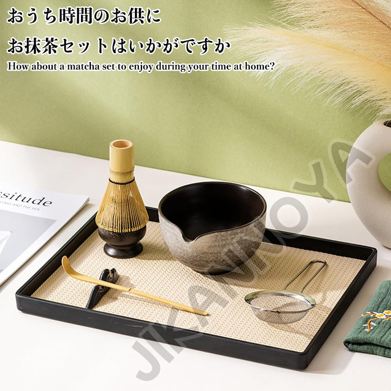 JIKANNOYA 抹茶セット 自宅用 抹茶 セット 茶道具 初心者 お点前セット 抹茶 陶器 抹茶茶碗 注ぎ口付き 茶杓 茶杓立て 茶せん 百本立 茶筅立て くせ直し 綿茶巾 抹茶篩 茶道セット matcha set for beginners お手入れも簡単 母の日 父の日 誕生日 贈り物 おしゃれ 500ml AQCJ68