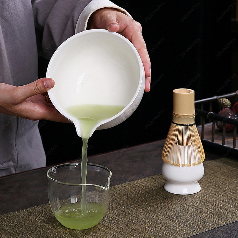 JIKANNOYA 茶道具 セット 抹茶セット お点前セット 4点セット 茶筅 茶せん 百本立 茶筅立て くせ直し 茶杓 初心者 抹茶スターター おうち時間グッズ お手入れも簡単 母の日 父の日 誕生日 贈り物