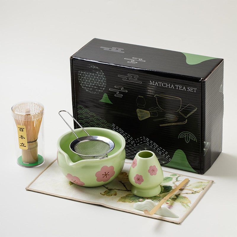 JIKANNOYA 抹茶セット 抹茶 セット 自宅用 茶道具 初心者 お点前セット 抹茶 陶器 抹茶茶碗 茶杓 茶杓立て 茶せん 百本立 茶筅立て くせ直し 綿茶巾 抹茶篩 茶道セット matcha set for beginners お手入れも簡単 母の日 父の日 誕生日 贈り物セット おしゃれ 500ml AQCJ61