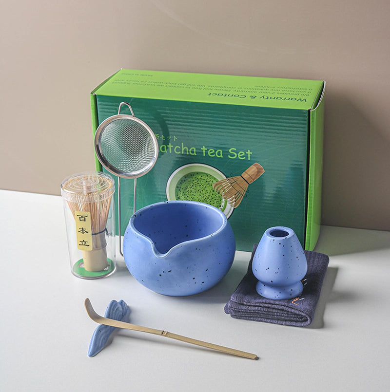 JIKANNOYA 抹茶 セット 抹茶セット 自宅用 茶道具 初心者 お点前セット 抹茶 陶器 抹茶茶碗 茶杓 茶杓立て 茶せん 百本立 茶筅立て くせ直し 綿茶巾 抹茶篩 茶道セット matcha set for beginners お手入れも簡単 母の日 父の日 誕生日 贈り物セット おしゃれ 500ml AQCJ57