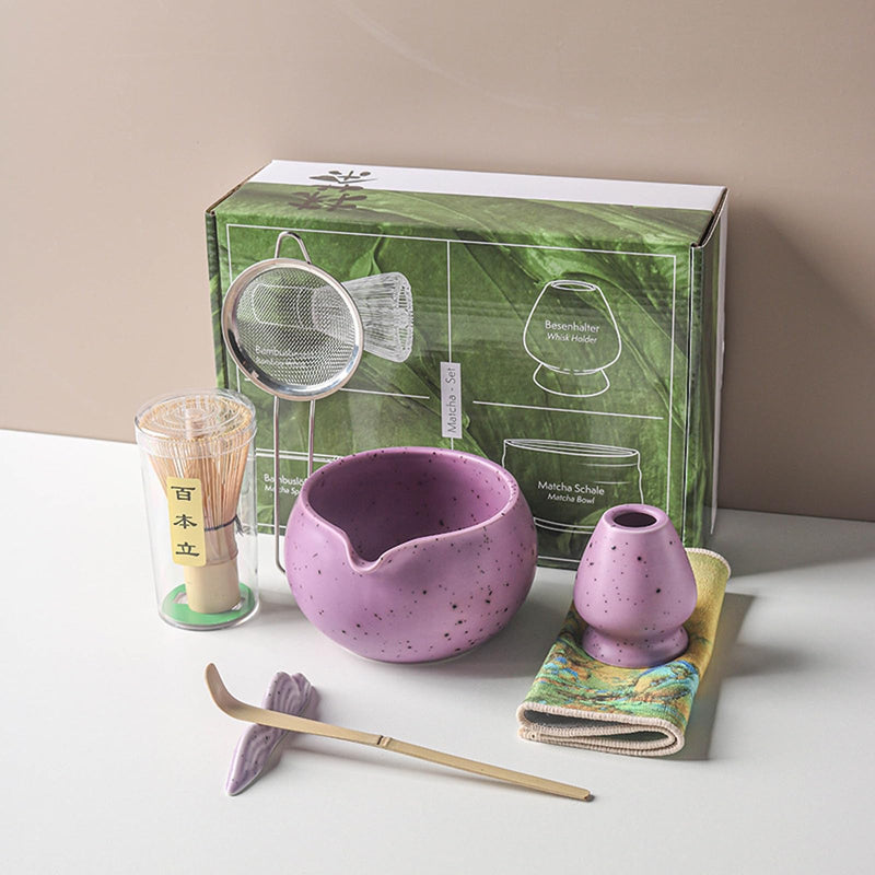 JIKANNOYA 抹茶 セット 抹茶セット 自宅用 茶道具 初心者 お点前セット 抹茶 陶器 抹茶茶碗 茶杓 茶杓立て 茶せん 百本立 茶筅立て くせ直し 綿茶巾 抹茶篩 茶道セット matcha set for beginners お手入れも簡単 母の日 父の日 誕生日 贈り物セット おしゃれ 500ml AQCJ58