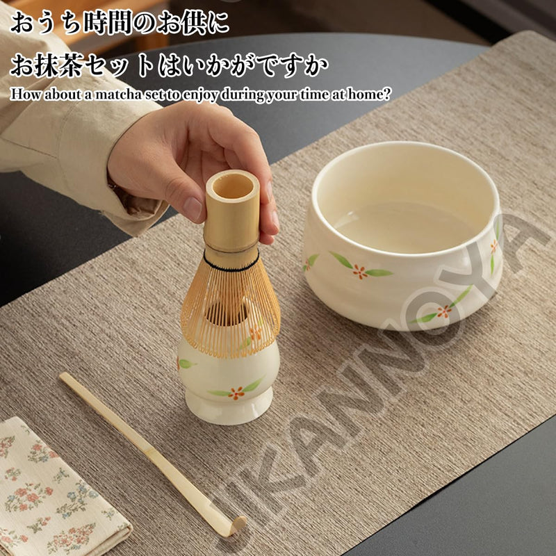 JIKANNOYA 抹茶 セット 初心者 茶道具 matcha set お点前セット 4点セット 茶杓 茶筅 茶せん whisk 百本立 茶筅立て くせ直し お手入れも簡単 母の日 父の日 誕生日 贈り物 cute 携帯 おしゃれ AQCJ45