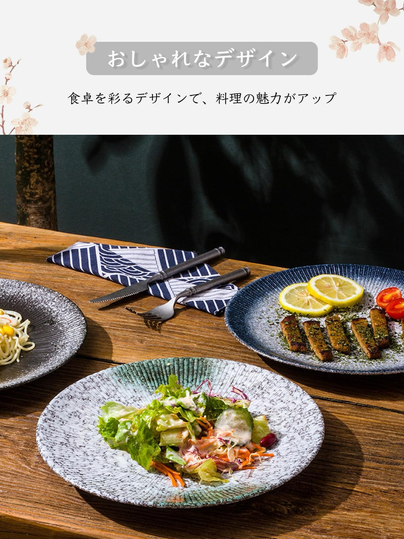 JIKANNOYA パスタ皿 皿 カレー皿 丸皿 プレート 焼物皿 ケーキ皿 焼き物皿 デザートプレート 取り皿 刺身皿 和食器 和皿 魚 お皿 食器 魚焼き器 dish 大皿 丸 陶器 陶盤 割れない 耐熱 電子レンジ 食洗機対応 和風 あじわい おしゃれ 業務用 レストラン 居酒屋 TCPYX14