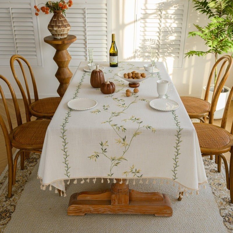 JIKANNOYA テーブルクロス 撥水 おしゃれ テーブルクロス- 長方形 花柄 北欧 テーブル table cloth for dining table 耐熱 防水 防油 汚れ防止 洗濯可能 お手入れ簡単 高級 リネン 長机用 家庭用 業務用 FSZB02