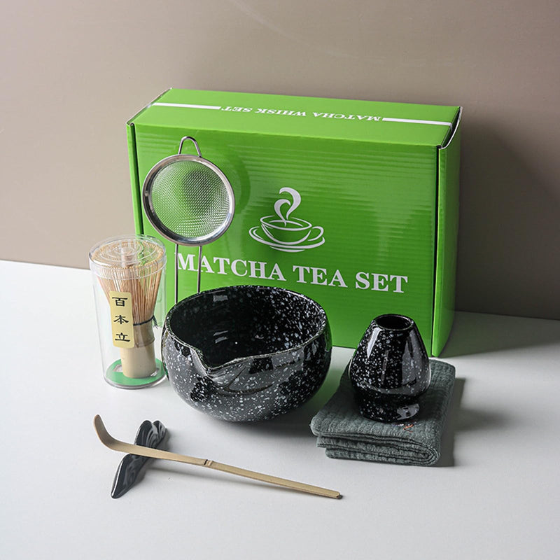 JIKANNOYA 抹茶セット 抹茶 セット 自宅用 茶道具 初心者 お点前セット 抹茶 陶器 抹茶茶碗 注ぎ口付き 茶杓 茶杓立て 茶せん 百本立 茶筅立て くせ直し 綿茶巾 抹茶篩 茶道セット matcha set for beginners お手入れも簡単 母の日 父の日 誕生日 贈り物セット おしゃれ 500ml AQCJ65