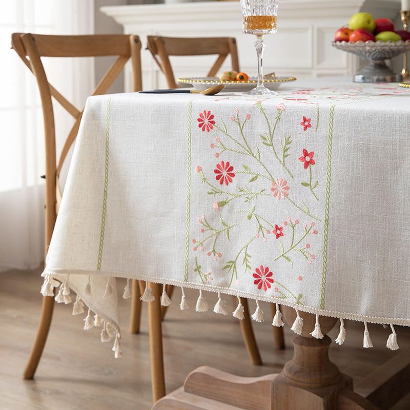 JIKANNOYA テーブルクロス 撥水 おしゃれ テーブルクロス- 長方形 花柄 北欧 テーブル table cloth for dining table 耐熱 防水 防油 汚れ防止 洗濯可能 お手入れ簡単 高級 リネン 長机用 家庭用 業務用 FSZB02