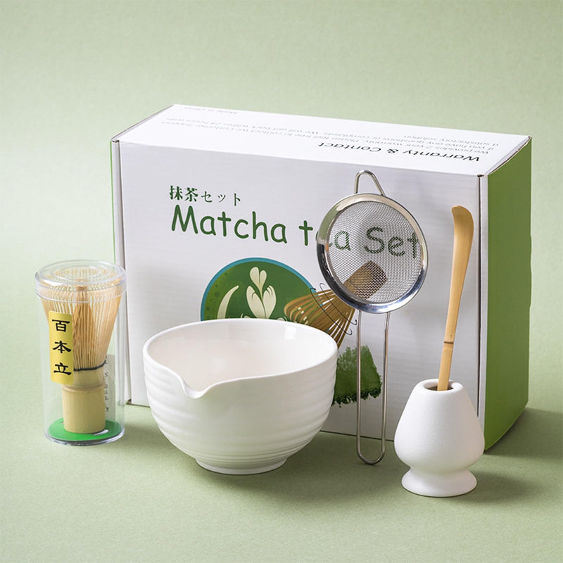 JIKANNOYA 抹茶セット 自宅用 抹茶 セット 茶道具 初心者 お点前セット 抹茶 陶器 抹茶茶碗 注ぎ口付き 茶杓 茶杓立て 茶せん 百本立 茶筅立て くせ直し 綿茶巾 抹茶篩 茶道セット matcha set for beginners お手入れも簡単 母の日 父の日 誕生日 贈り物 おしゃれ 500ml AQCJ68